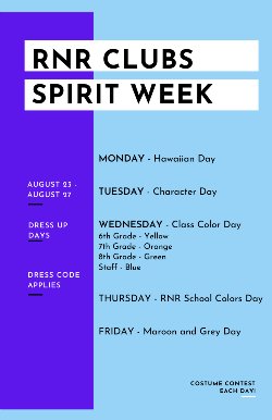RNR School Colors Day - RNR Clubs Spirit Week